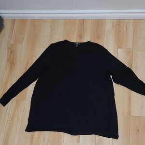 Lord & Taylor Women's Size 1X Black Oversized Long Sleeve Shirt